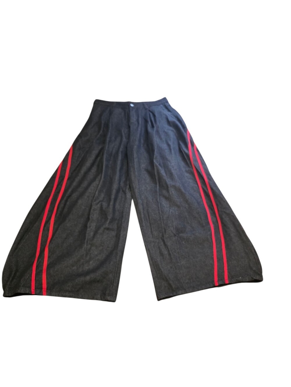 Omirad Red-Stripe Ultra Wide-Leg Cotton Denim Skater Jeans Size L EUC